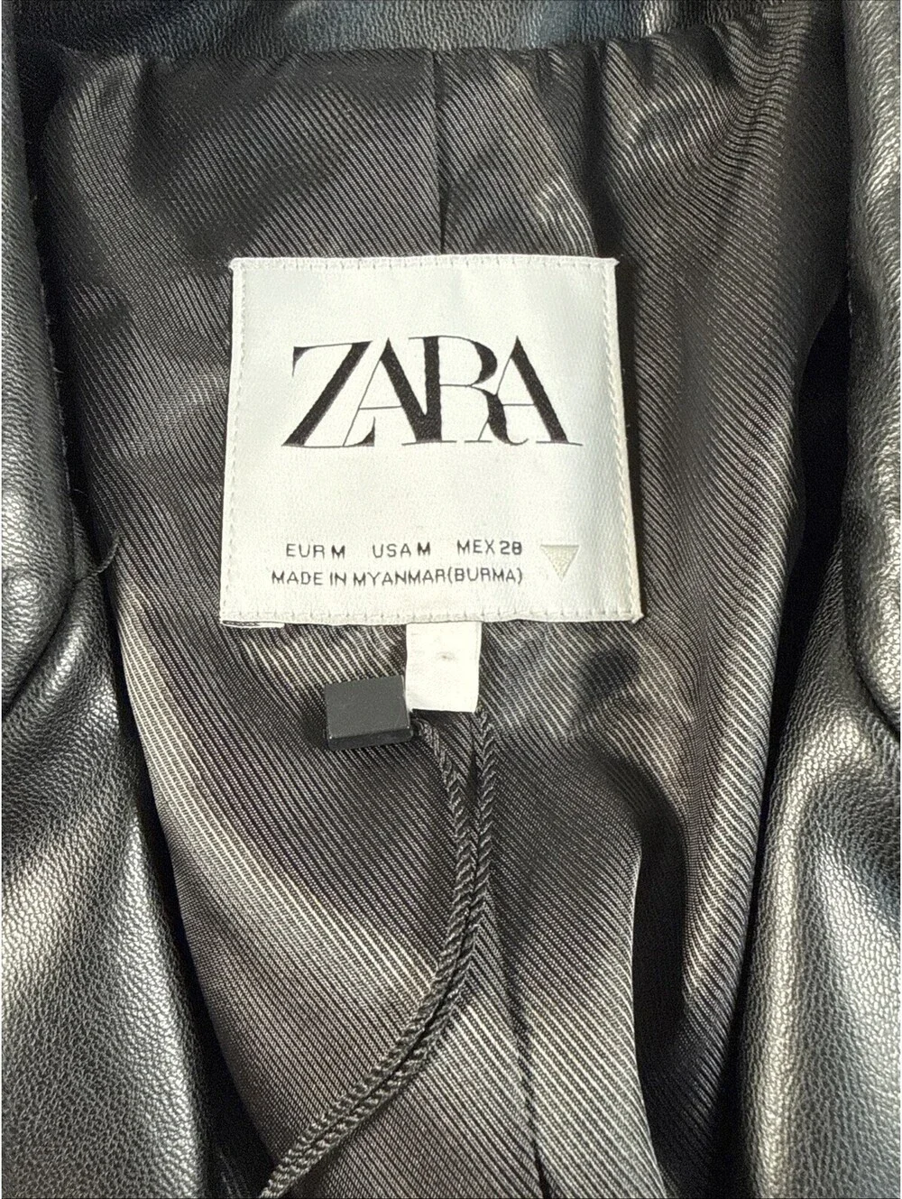 Zara Black Faux Soft Leather One Button 2 Pocket Blazer Size M New With Tags
